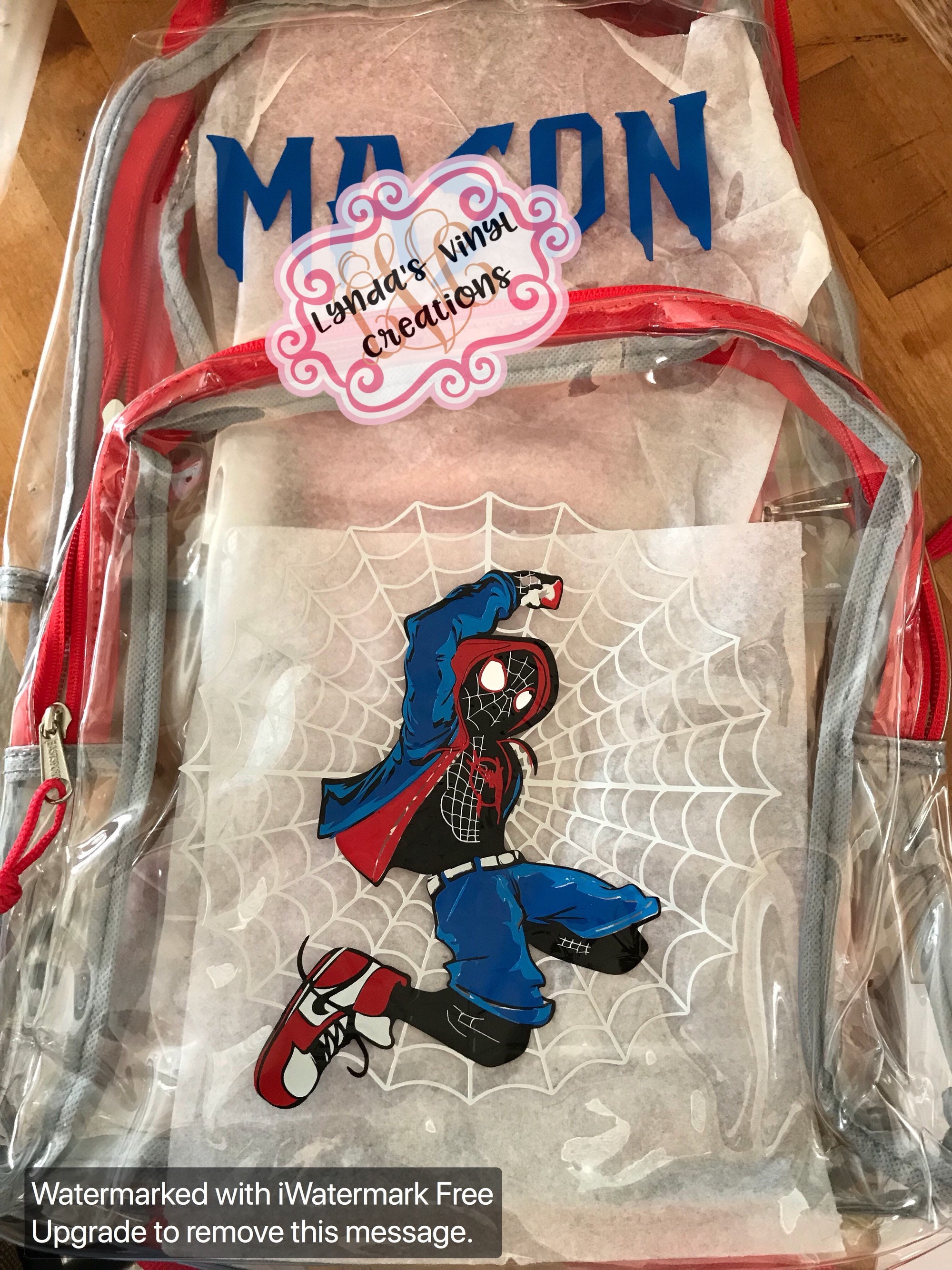 clear spiderman backpack