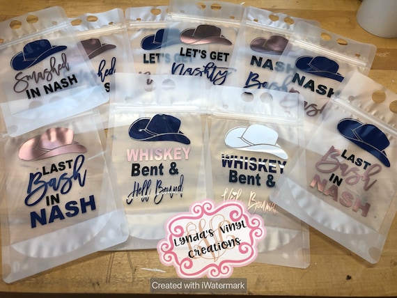 Wiederverwendbare Getränkebeutel für Erwachsene/Bachelorette/Nashville/Let's Get Nasty//Booze Bag/Bachelorette Drink mit Strohhalm