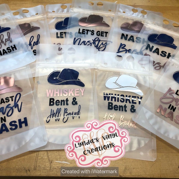 Reusable Adult Drink Pouches/Bachelorette/Nashville/Let's Get Nasty//Booze Bag/Pool Party/Party Favor/Bachelorette Drink w/ straw