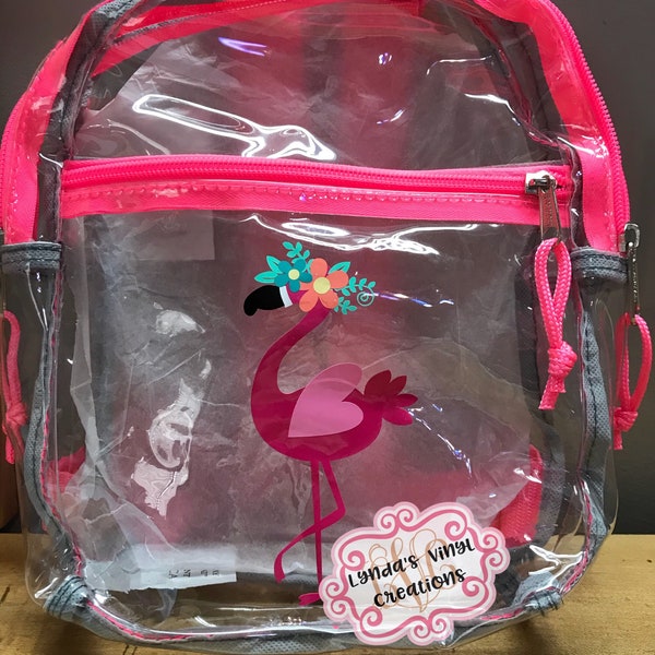 Personalized Clear Mini Backpack//Flamingo Backpack//Llama Backpack//Event Backpack