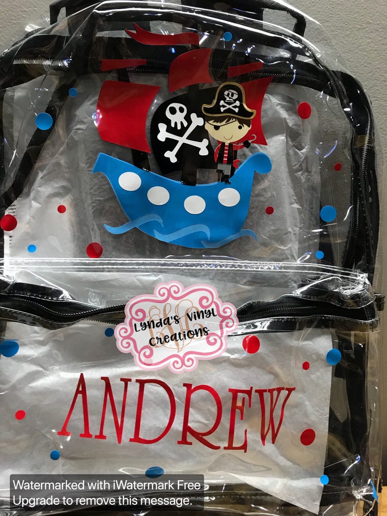 Pirate Ship Personalized Clear Backpack Etsy