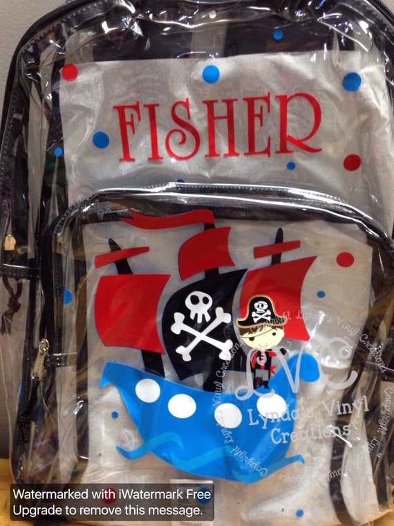 Pirate Ship Personalized Clear Backpack Etsy