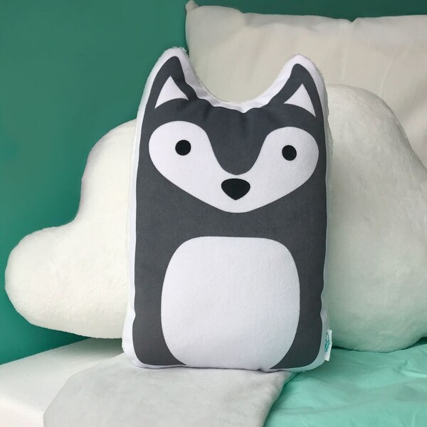 Wolf Woodland Plush Stuffed Animal Pillow - Liam - Cute Wolf Decor - Kawaii Aesthetic