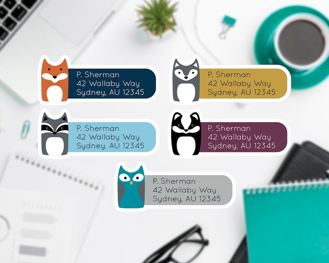 Address Labels Cute Animal Return Address Labels Woodland - Etsy