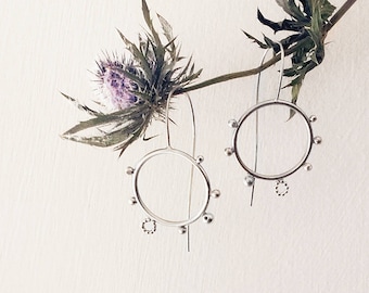 Sterling Silver Dangle Earrings: Minimalist Round Jewelry