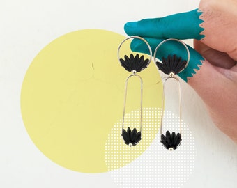 Sterling Silver Origami Earrings: Fabric Fan Dangle Earrings