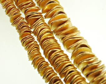 Gold Wavy Spacer Beads, Brushed Gold Wavy Spacer Beads, Bright Gold Wavy Disc Spacer, Potato Chip Beads,  Gold Rondelles - 4,6,8,10 mm