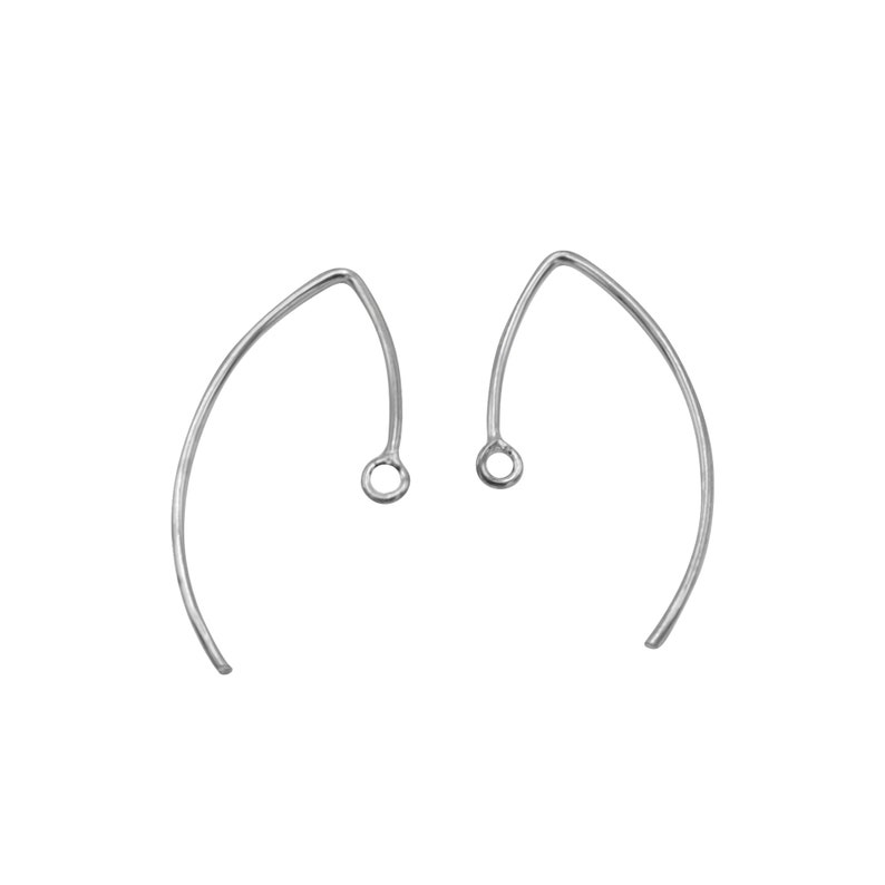 Size Approx 14x19 MM Sterling Silver 925 V Shaped Earring Hooks 10 Qty Silver Ear Wires for Jewelry Making 5 Pairs ,Closed Ring