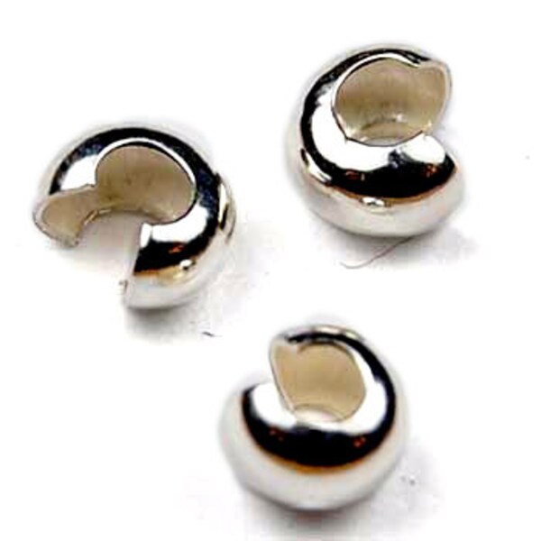 Sterling Silver Crimp Bead Cover, 4mm Crimp Bead Cover,3 mm Crimp Cover, Silver Bead, Sterling Silver Findings - 25 Pieces 4mm