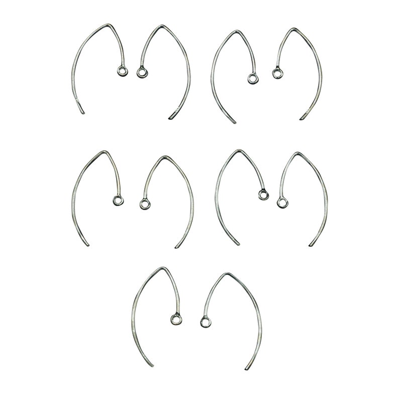 Size Approx 14x19 MM Sterling Silver 925 V Shaped Earring Hooks 10 Qty Silver Ear Wires for Jewelry Making 5 Pairs ,Closed Ring