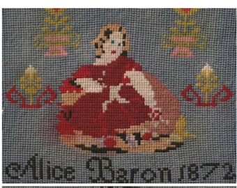 Victorian Samplers Sarah & Alice Baron 1872. English Folk Art:  Please read condition report/view pictures