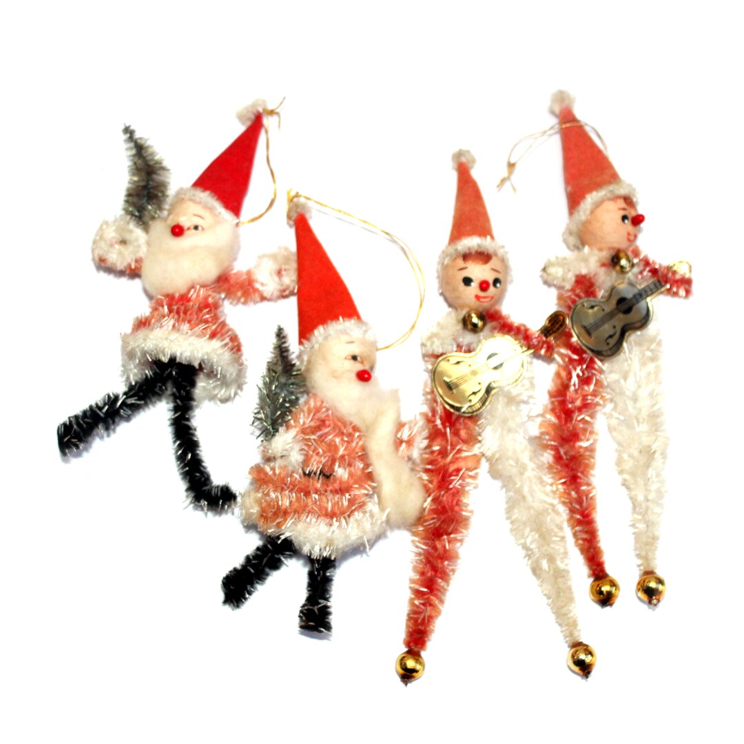 Vintage Chenille Pipe Cleaner Christmas Tree Ornaments X 4. Etsy