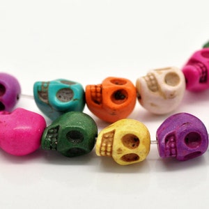 35 colorful skull beads SKULL 10 x 8 mm SKULL multicolored