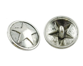 10 BOUTONS ARGENT 15 mm avec bouton de tige d’œillet étoile