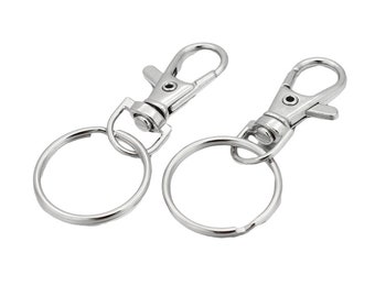 Silberner Schlüsselring mit drehbaren Karabinerverschluss Schlüsselanhänger