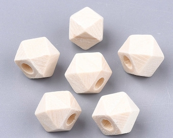 20 Stück Natürliche unbehandelte Holzperlen Natur 20 mm Vieleck Polygon