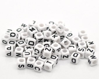 Buchstabenwürfel Perlen Buchstaben 6 mm Silber Schwarz 250/500/1000 Stück