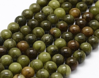 Brins de perles de jade chinois vert foncé naturel 4 mm/6 mm/8 mm/10 mm