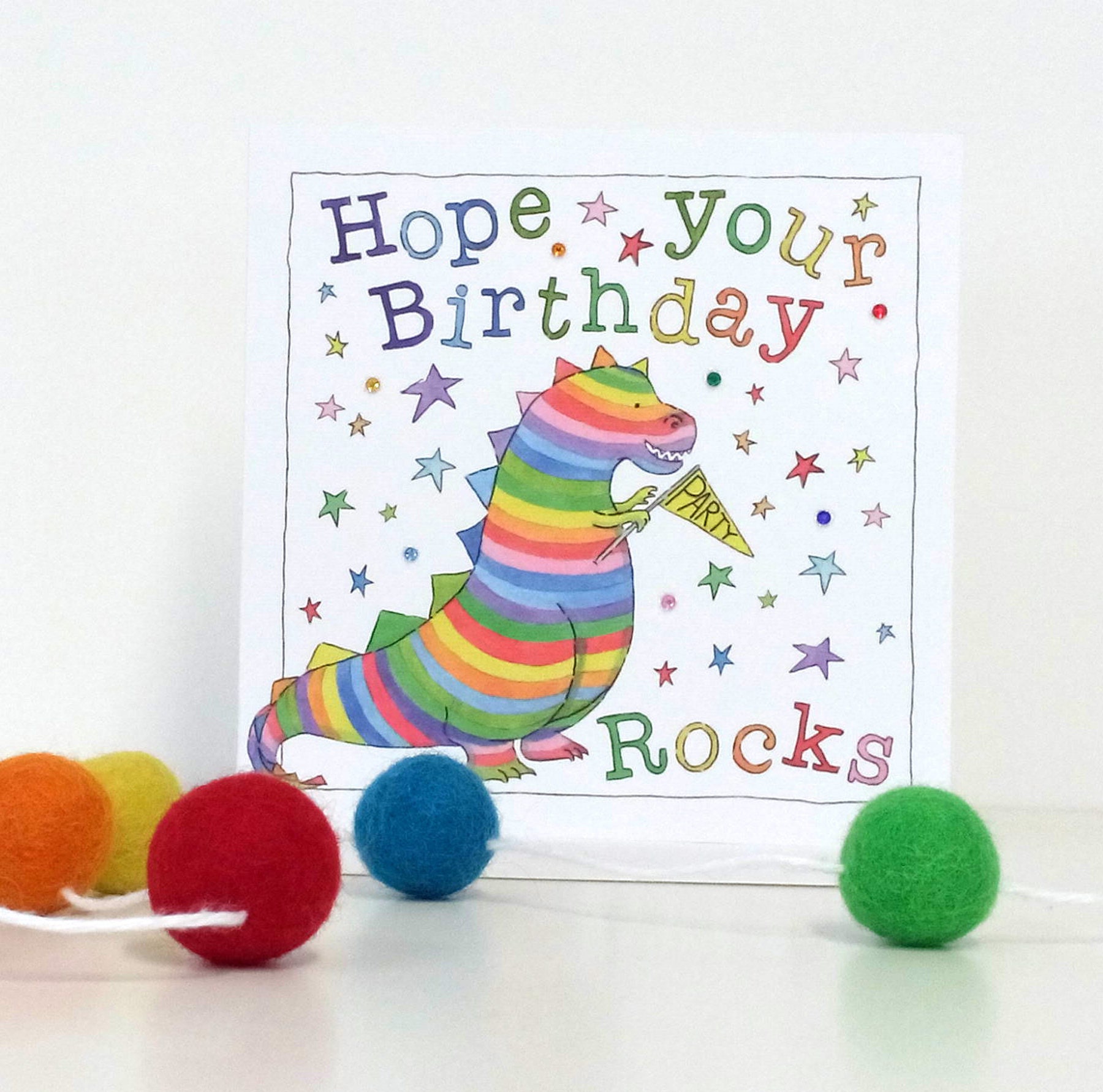 Dino Hope Your Birthday Rocks Printed Greeting Card Etsy