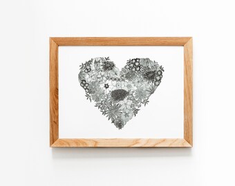 Original Botanical heart Fundraising print - unframed