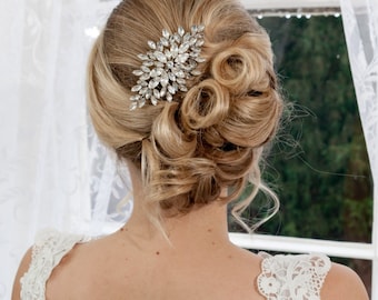 Diamante navette medium bridal comb