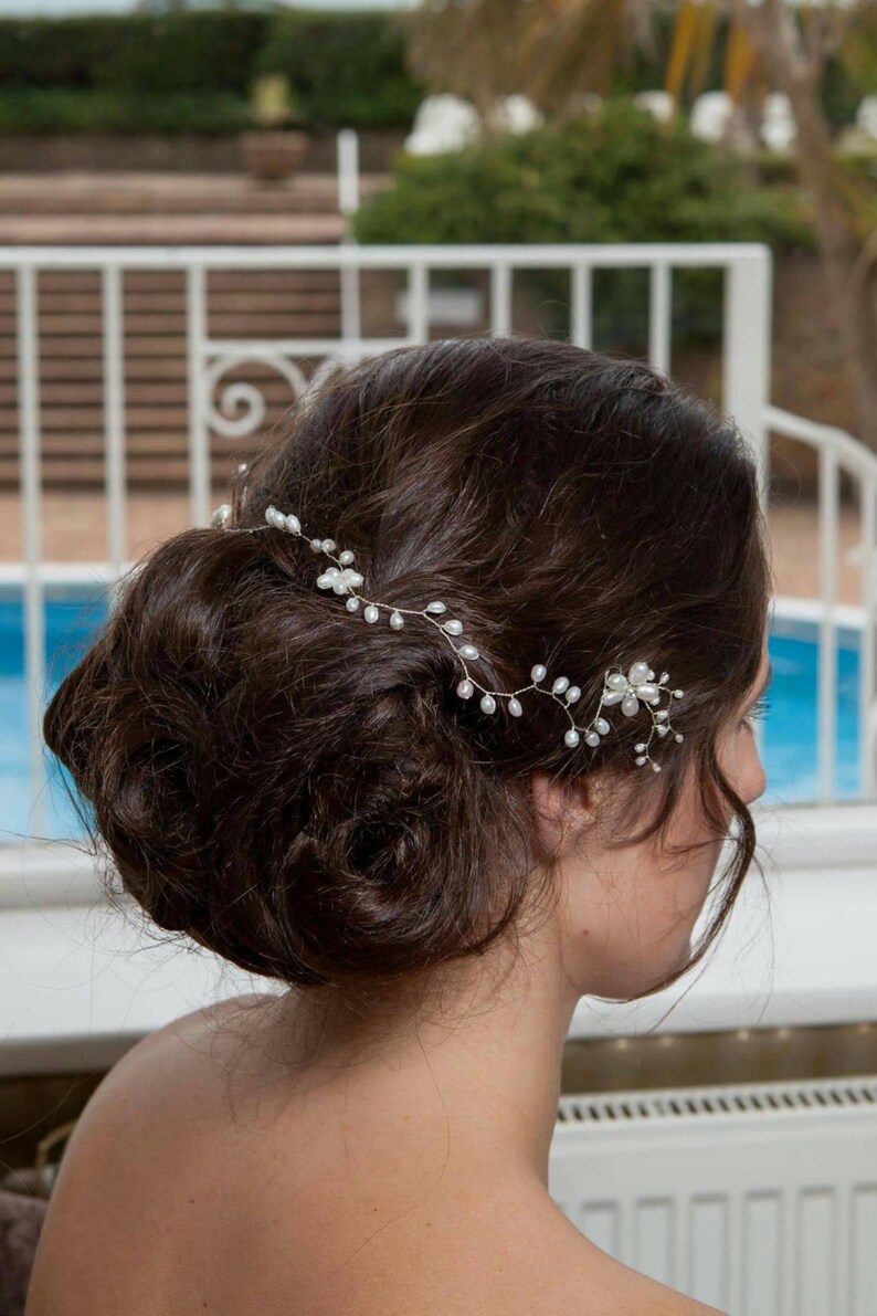 Freshwater pearl forehead headpiece bridal/wedding boho image 2