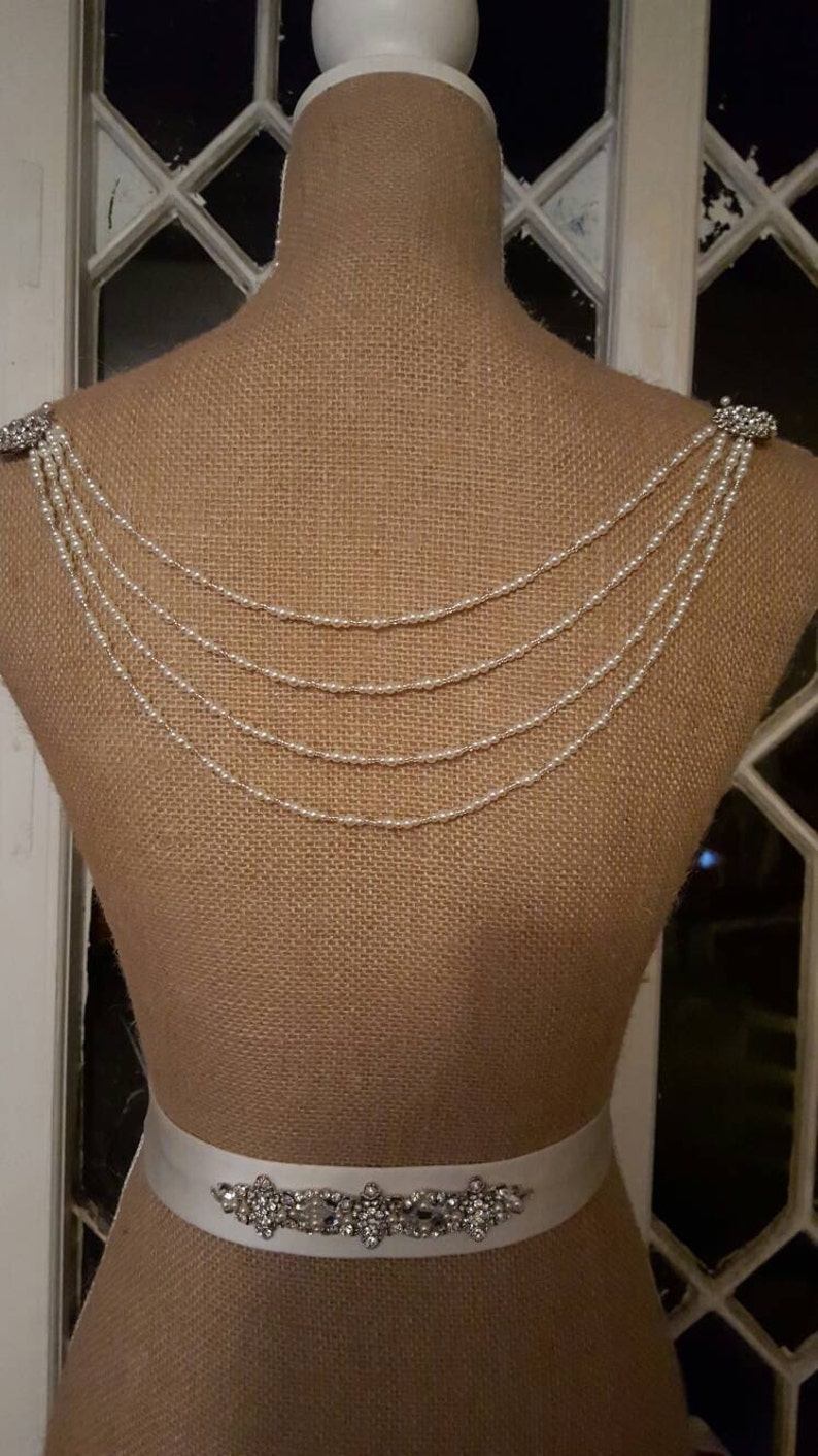 Pearl and Diamante Bridal Wedding Dress Back Jewellery Etsy