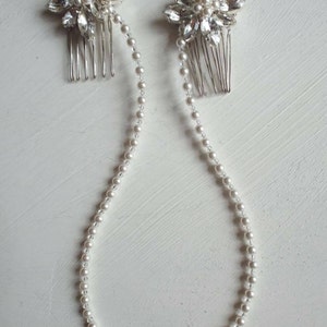 Diamante bridal forehead piece with swarovski pearls and crystals