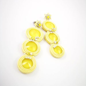 Soutache Earrings, Yellow dangle earrings