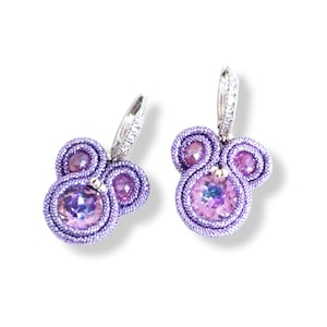 Soutache-oorbellen, bungelende oorbellen, kleine oorbellen met zirkonen,