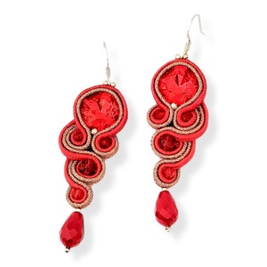 Soutache Earrings, Elegant red earrings