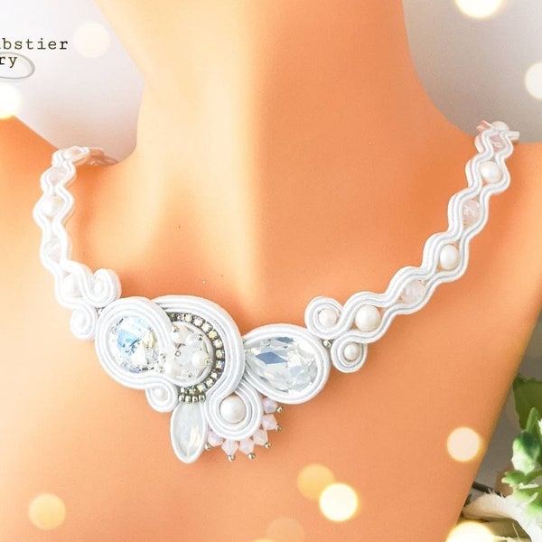 Collier Soutache, Collier de mariée avec perles