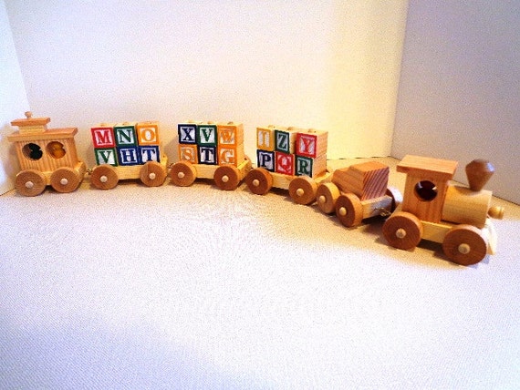 wooden alphabet train set