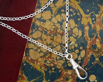 Extra Long Sterling Silver Necklace: Victorian Belcher Chain with Swivel Clasp