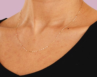 Dainty Thin Gold Chain, 18 Inch Yellow Gold Necklace