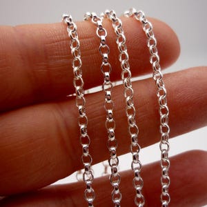 18&quot; Silver Belcher Chain, 2.5mm Round Link 5.3 Grams Solid Silver Rolo Necklace
