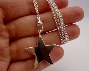 Colar com pingente de estrela em prata esterlina: joia celestial longa