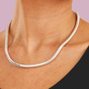 Heavy Silver Chain Necklace, Thick Snake Sterling Silver Chain