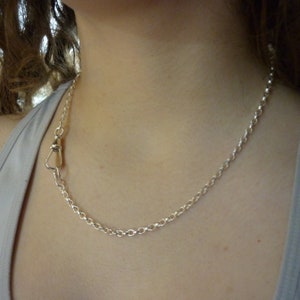 18 Inch Recycled Silver Chain with Albert Clasp, Antique Style Necklace with Charm Holder