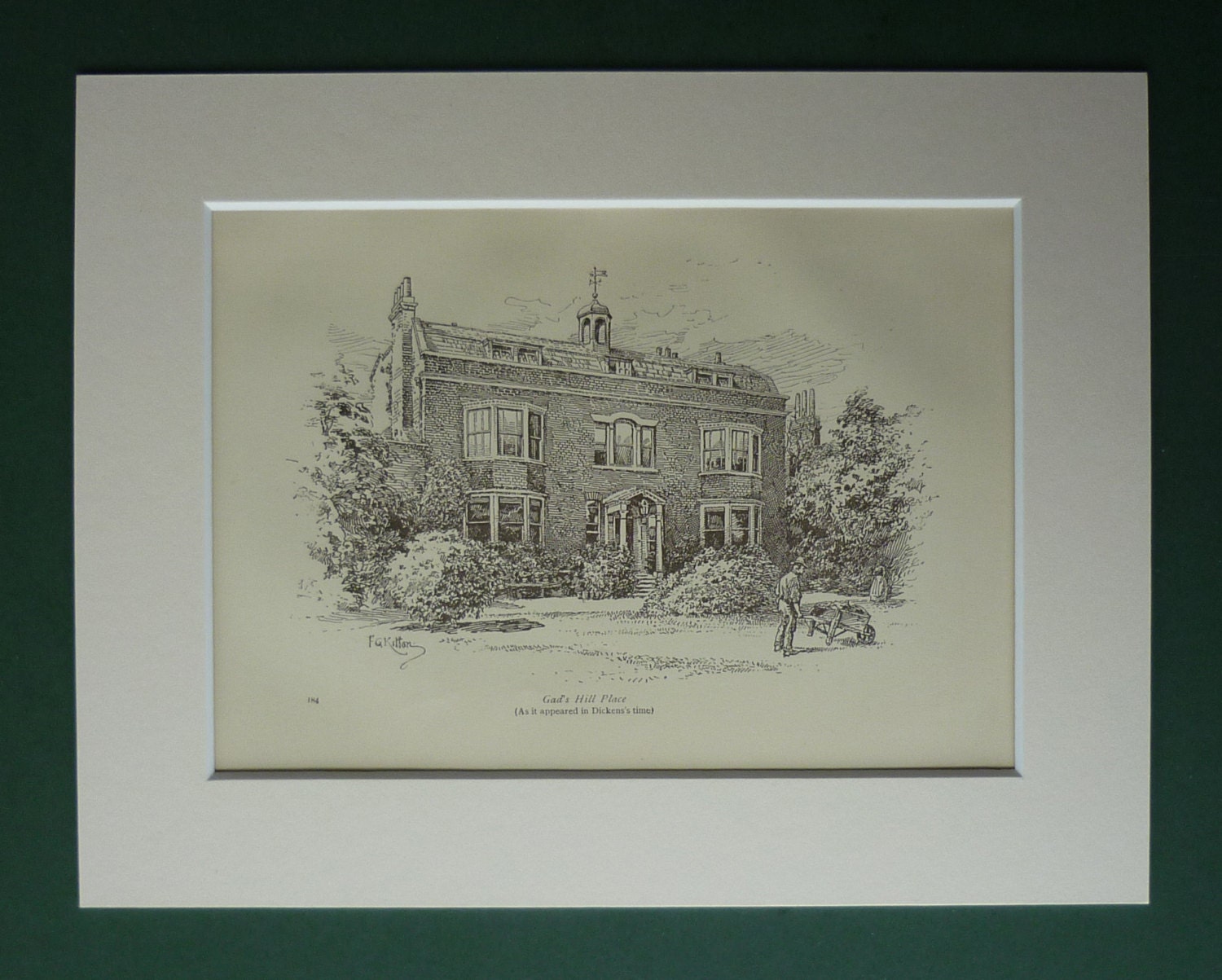 Image of 1901 Antique Print Of Gads Hill Place - Charles Dickens Frederic George Kitton Victorian Art Dickensian Decor Old Architecture