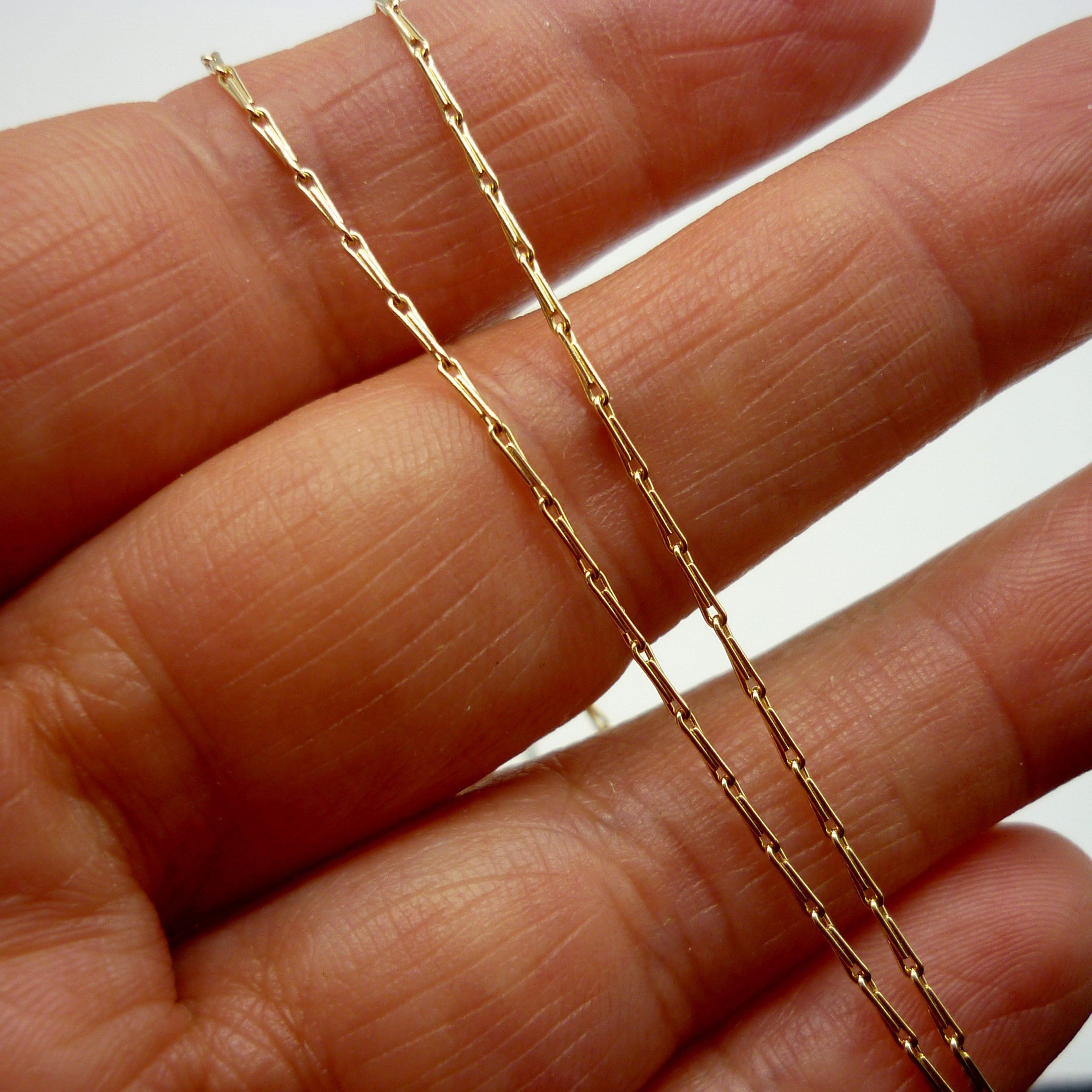 Short Gold Barleycorn Necklace, 16 Inch Chain