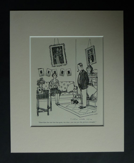 1930s Antique Humorous Print By Arthur Watts Middle Class Suburban Decor Available Framed Suburbia Art Husband And Wife Gift Knitting Art