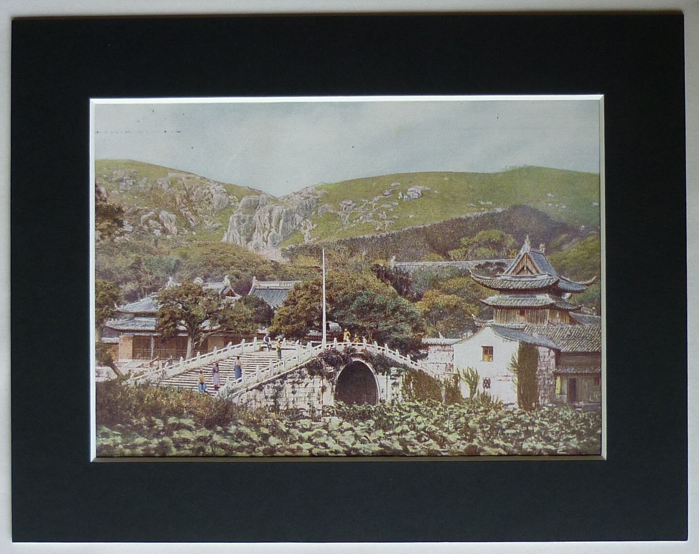 Image of 1920S Vintage Mount Putou Print Sacred Buddhist Island, Old Chinese Landscape Art - Available Framed Asian Antique Buddhism Decor