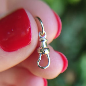 Solid Gold Dog Clip Clasp with Ring, 9k Albert Clip with Jump Ring, Small Charm Holder for Necklace Chain