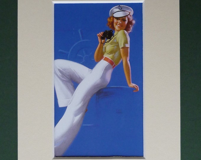 Modern Pinup Girl Print Sailor Suit Beach Seaside Etsy