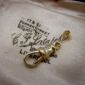 Victorian Inspired Yellow Gold Dog Clip with Bail, Antique Style Albert Clasp for Pendant