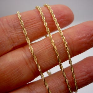 Solid Gold Rope Chain, 9k Yellow Gold 16 Inch Necklace