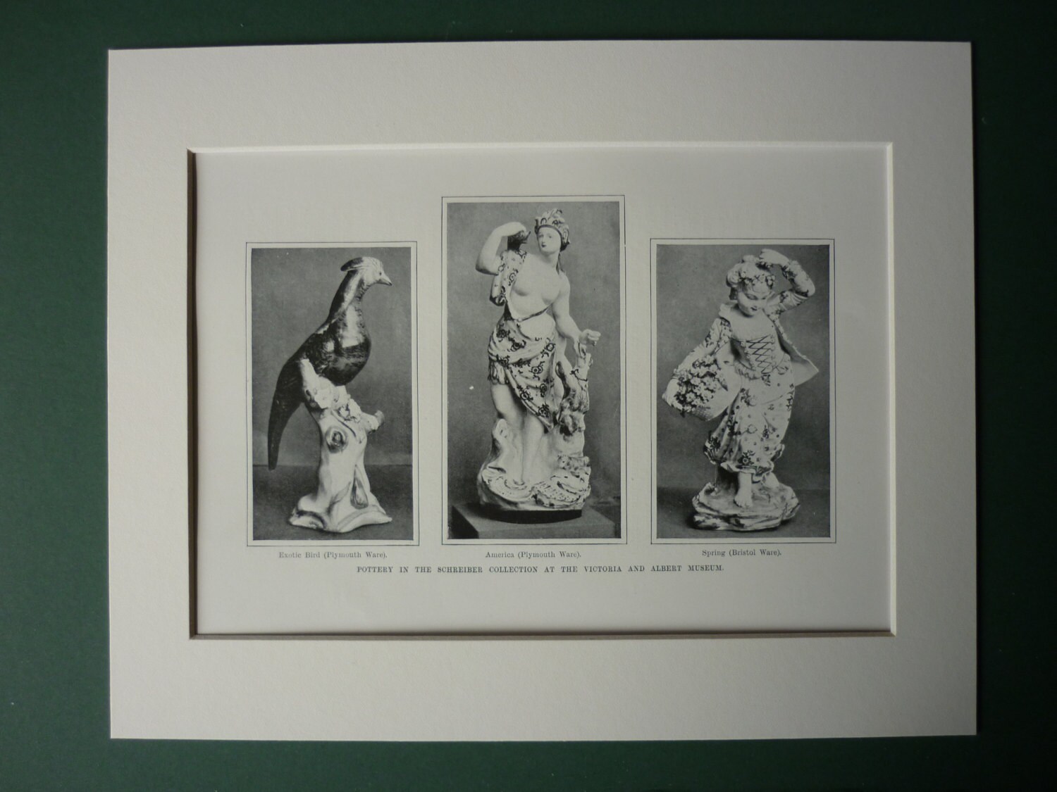 Image of 1904 Antique Print Of British Pottery - Ceramic Art Porcelain Figurines Fine Ornaments Victoria & Albert Museum