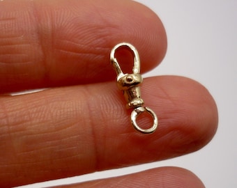 9k Solid Gold Swivel Dog Clip: Pendant Clasp Charm Holder