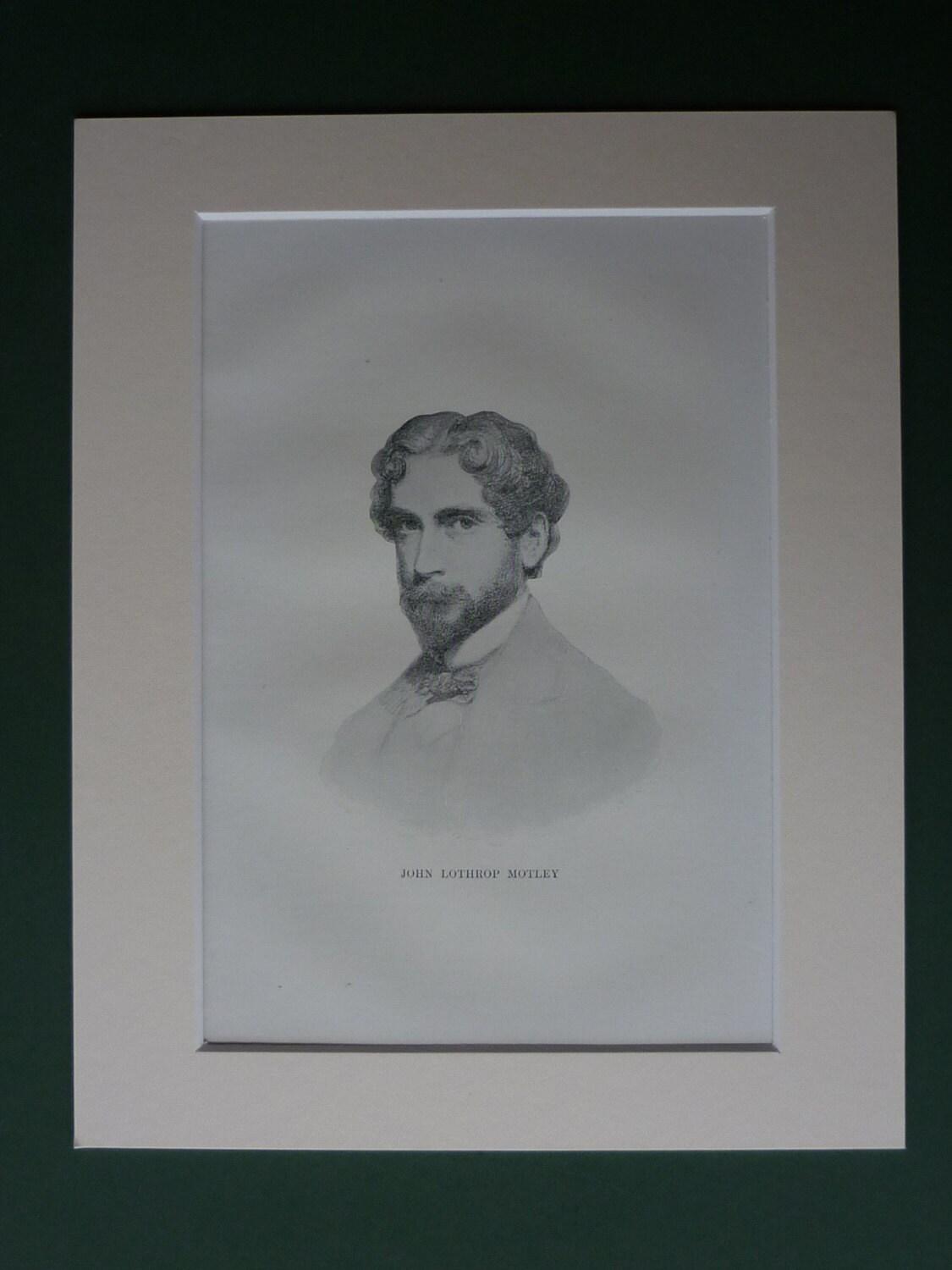 Image of 1900 Antique Print Of John Lothrop Motley - Victorian Portrait Historical Gift Matted Art Decor Book Plate